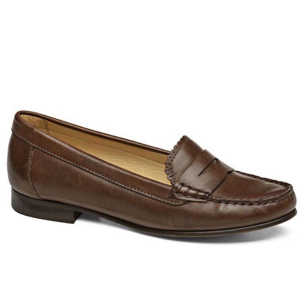 JACK ROGERS dark brown leather Quinn penny loafers 7.5